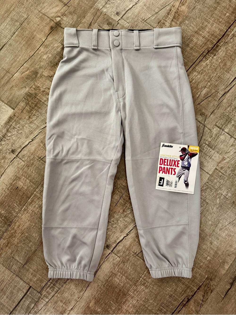 NWT Franklin Youth Deluxe Gray Baseball/Softball Pants – Medium 24-26” Waist